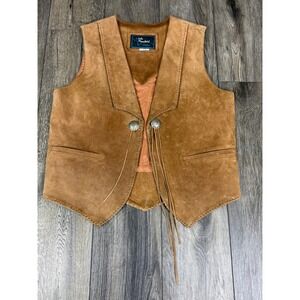 Echo Mountain Arturo Western Leather Vest Tan Brown 40 Cowboy Suede Boho Vintage
